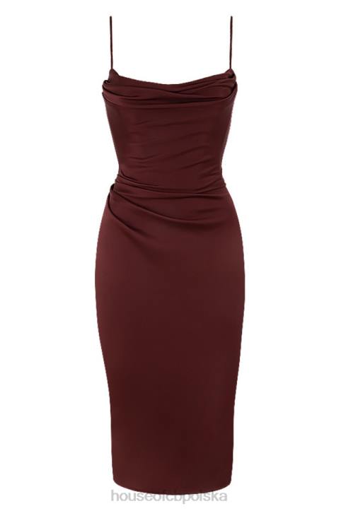 House of CB Anja Raisin Midi Sukienka Gorsetowa Satynowa Elegancka - Image 8
