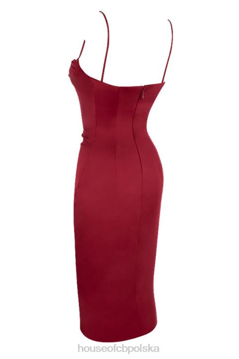 House of CB Anja Wine Gorsetowa Sukienka Midi Satynowa Elegancka - Image 7