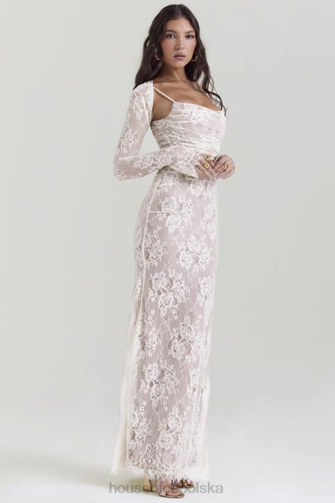 House of CB Artemis kremowa sukienka maxi koronkowa vintage stylizacja - Image 13