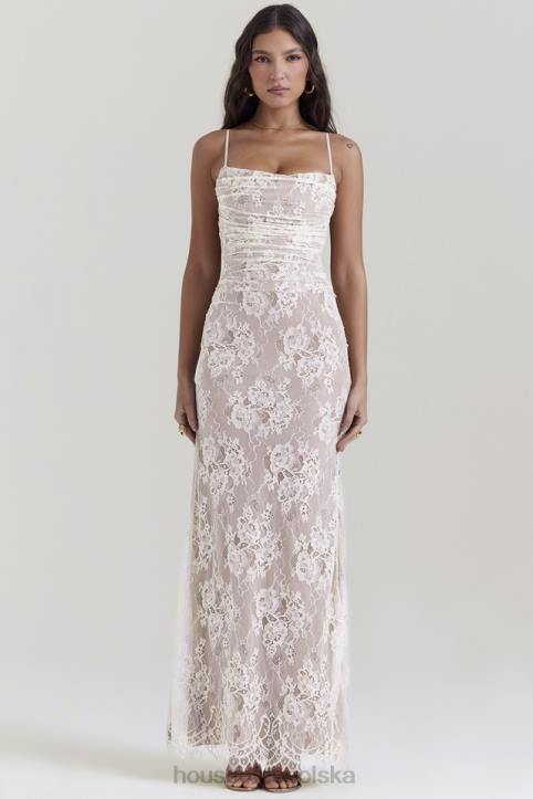House of CB Artemis kremowa sukienka maxi koronkowa vintage stylizacja - Image 14