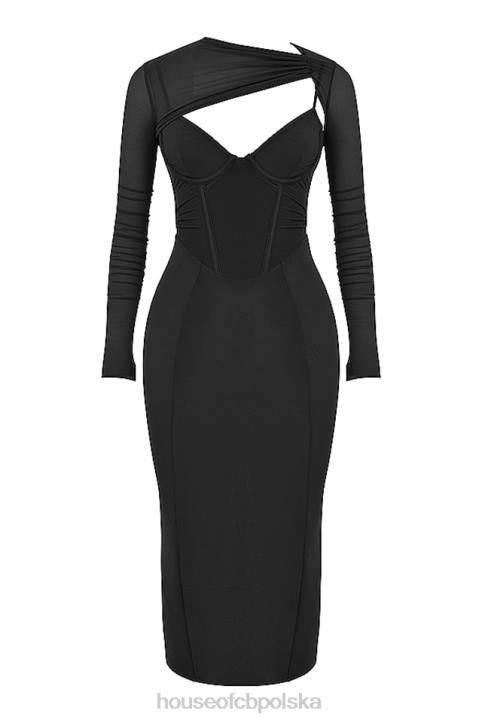 House of CB Beatrice czarna midi sukienka gorsetowa na każdą okazję - Image 10