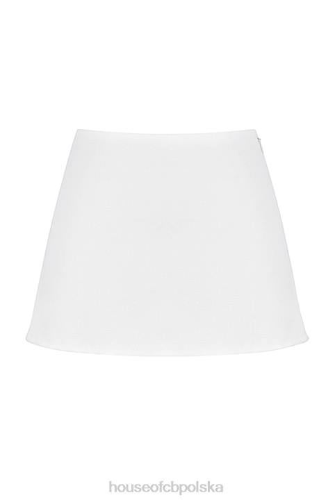 House of CB Biała lniana mini spódniczka Mallie stylowa i modna - Image 4