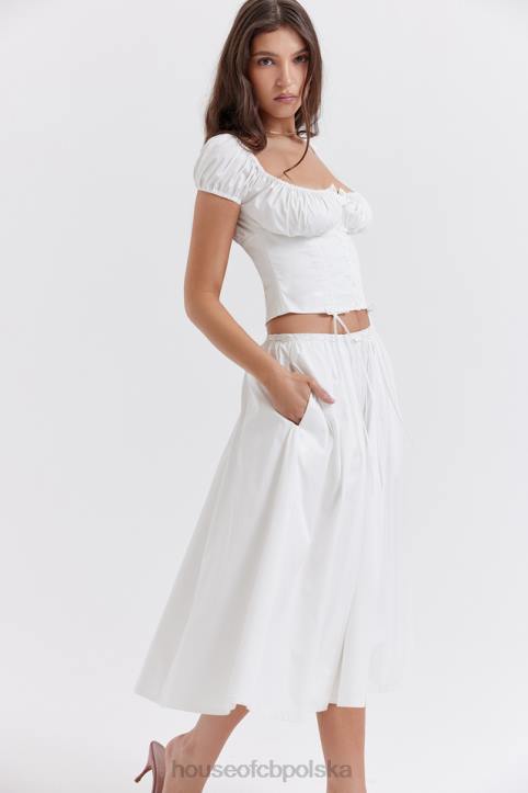 House of CB biała marszczona midi spódnica elegancka na każdą okazję - Image 14