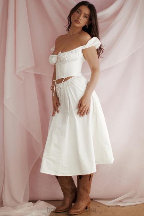 House of CB biała marszczona midi spódnica elegancka na każdą okazję - Image 5