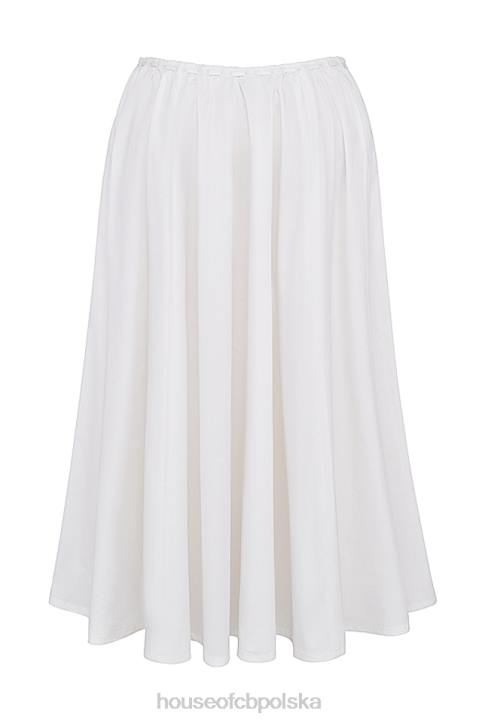 House of CB biała marszczona midi spódnica elegancka na każdą okazję - Image 8
