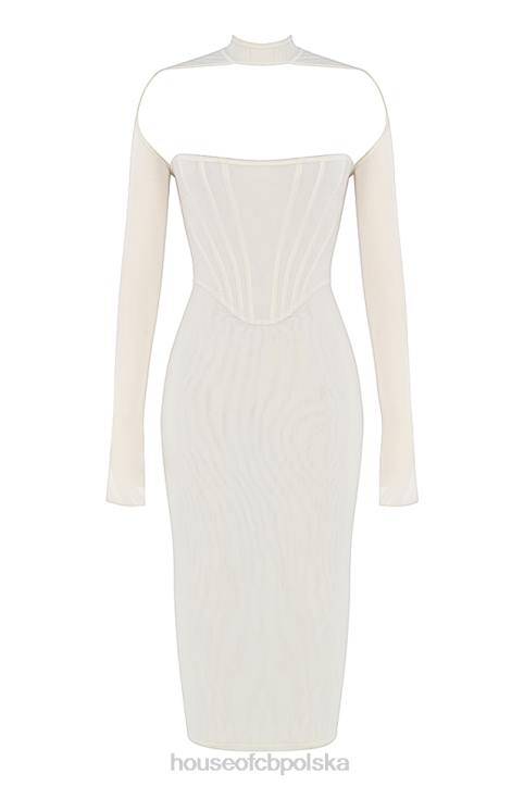 House of CB Biała Midi Sukienka Gorsetowa Milarose Elegancka Modna - Image 8