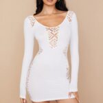 House of CB Biała Mini Sukienka Elastyczna Alana Modna Odzież