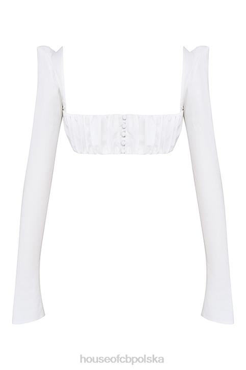 House of CB Biały top bufiaste rękawy Shira stylowy i elegancki - Image 6