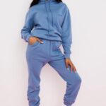 House of CB Błękitne polarowe spodnie do joggingu z tyłu 4PND977 stylowe i wygodne