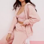 House of CB Bluza z kapturem burzowy róż z zamkiem błyskawicznym modna odzież damska