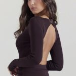 House of CB Body espresso z odkrytymi plecami modna odzież dla kobiet