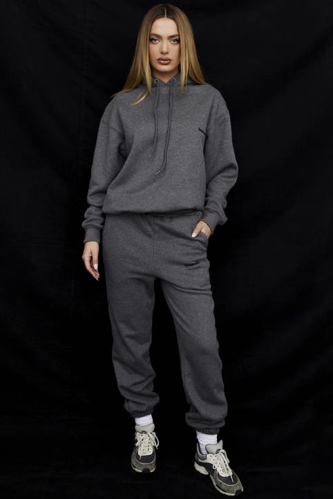 House of CB Ciemnoszara Oversize Bluza z Kapturem Halo Trendy Streetwear - Image 2