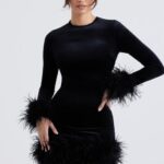 House of CB Czarna Aksamitna Mini Sukienka Lavinia Stylowa Elegancja