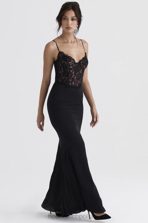 House of CB Czarna gorsetowa sukienka maxi Cara 4PND382 modna odzież wieczorowa - Image 11
