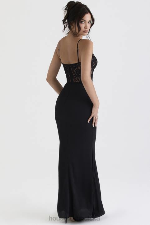House of CB Czarna gorsetowa sukienka maxi Cara 4PND382 modna odzież wieczorowa - Image 13