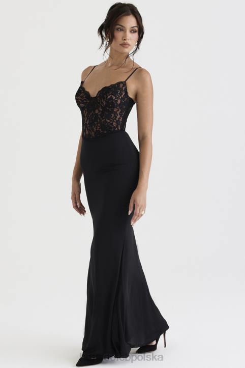 House of CB Czarna gorsetowa sukienka maxi Cara 4PND382 modna odzież wieczorowa - Image 10