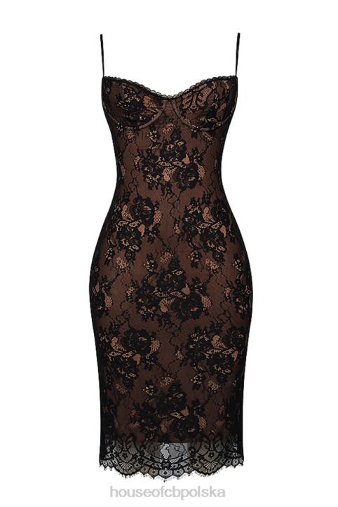 House of CB Czarna koronkowa sukienka midi elegancka na każdą okazję - Image 3