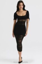 House of CB Czarna Midi Sukienka Ażurowa Lilla Stylowa Moda - Image 10