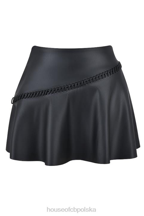 House of CB Czarna mini spódniczka ze skóry wegańskiej modny styl 2023 - Image 12
