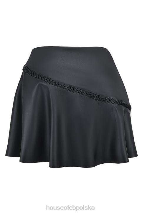 House of CB Czarna mini spódniczka ze skóry wegańskiej modny styl 2023 - Image 4
