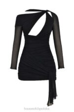 House of CB Czarna mini sukienka Mikołaja z brokatowym wycięciem modna elegancja na każdą okazję - Image 12