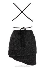 House of CB Czarna mini sukienka Rheanna z drapowaniem boucle - Image 9