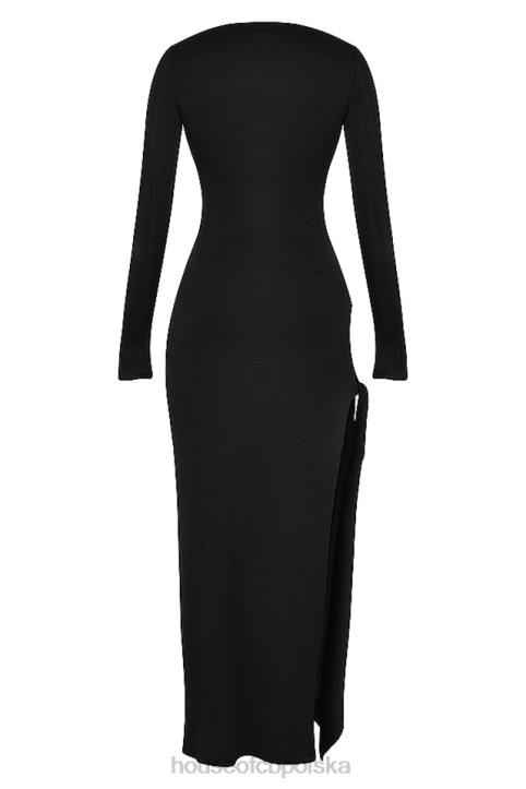 House of CB Czarna Sukienka Maxi Wycięciem Marella Modna Odzież Damska - Image 12