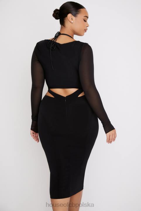 House of CB Czarna sukienka midi Marina z wycięciami na każdą okazję - Image 10