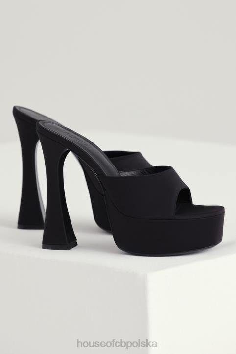 House of CB Czarne satynowe klapki na platformie Alessandra stylowe i wygodne - Image 2