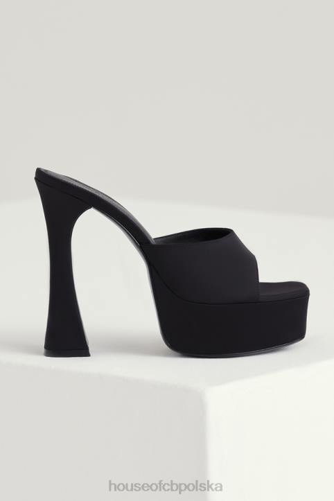 House of CB Czarne satynowe klapki na platformie Alessandra stylowe i wygodne - Image 4