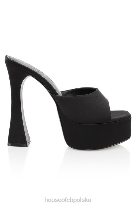 House of CB Czarne satynowe klapki na platformie Alessandra stylowe i wygodne - Image 6
