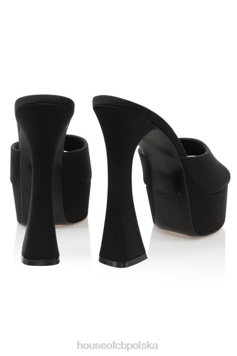 House of CB Czarne satynowe klapki na platformie Alessandra stylowe i wygodne - Image 10