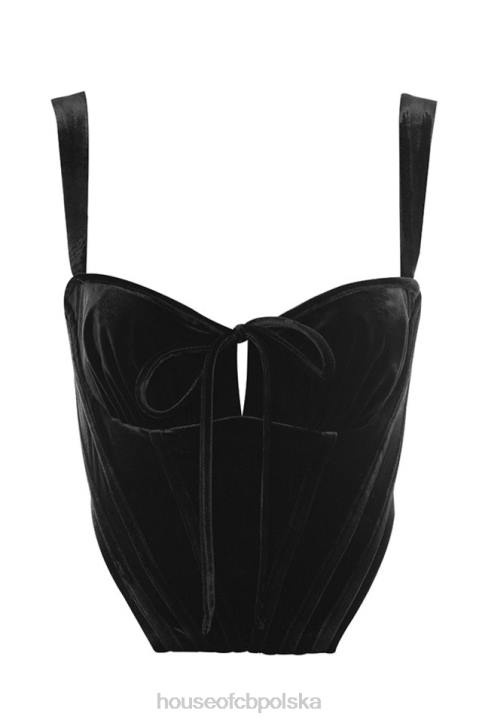 House of CB Czarny Aksamitny Gorset Miseczkami Aayla Modny Styl - Image 12