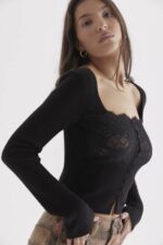 House of CB Czarny koronkowy top Candice elegancki styl - Image 5