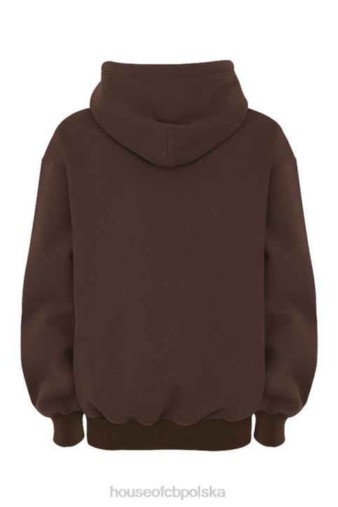 House of CB Czekoladowa Oversize Bluza z Kapturem Halo Trendy Modne Ubrania - Image 5
