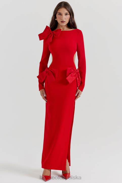 House of CB Czerwona Kokardka Sukienka Maxi Lavele Modna Stylowa Elegancka - Image 12