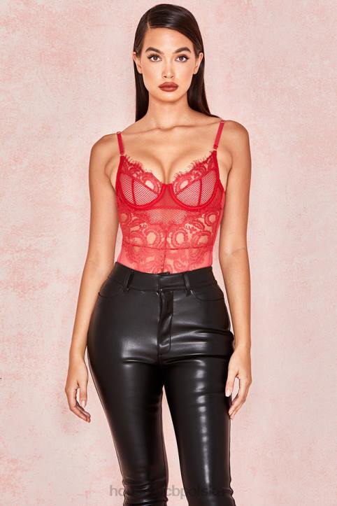 House of CB Czerwone Koronkowe Body Nadia Stylowe Odzież Damska - Image 2