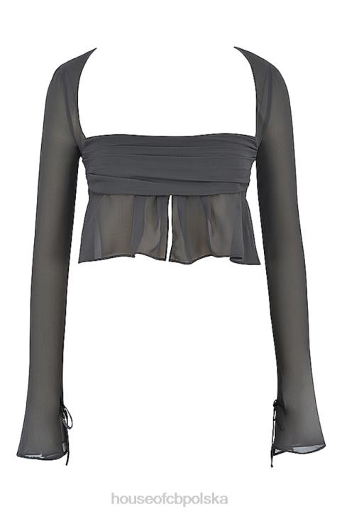 House of CB Dlugi rekaw Athena Shadow Modny top w kolorze szarym - Image 4