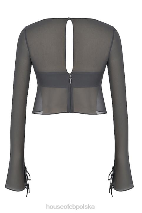 House of CB Dlugi rekaw Athena Shadow Modny top w kolorze szarym - Image 6