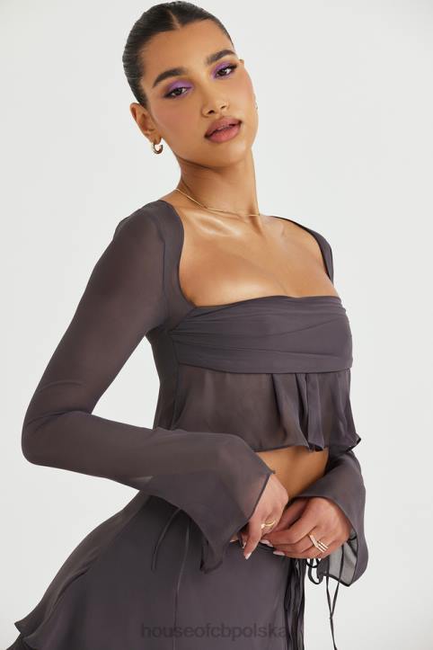 House of CB Dlugi rekaw Athena Shadow Modny top w kolorze szarym - Image 10
