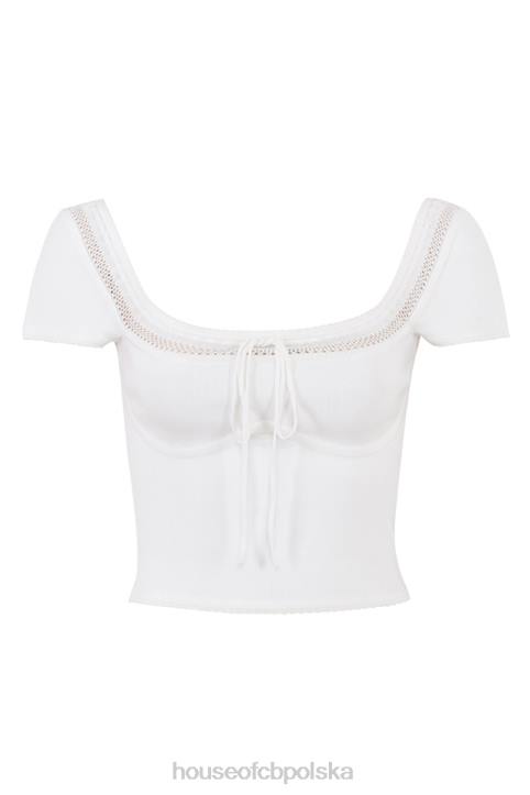 House of CB Dzianinowy Top Nola w Kolorze Kości Słoniowej Modny Stylowy - Image 7
