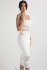 House of CB elegancka sukienka midi z dzianiny kości słoniowej - Image 12