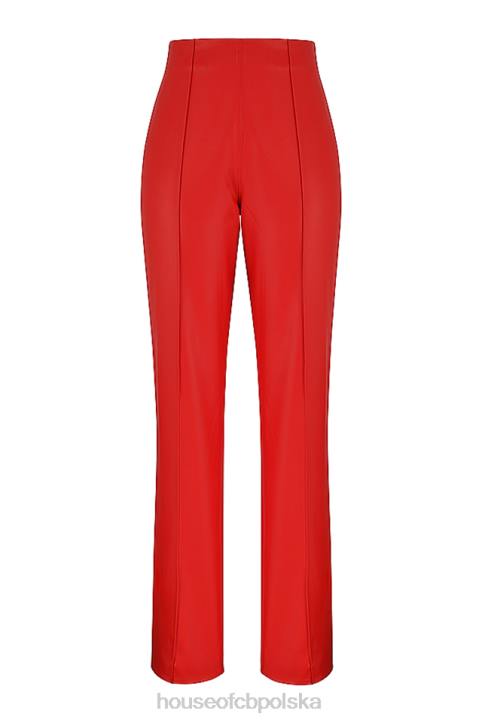 House of CB elenaora szkarłatne spodnie skórzane wegańskie stylowe i modne - Image 10
