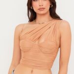 House of CB Eliana beżowy gorset z siateczki modny stylowy look