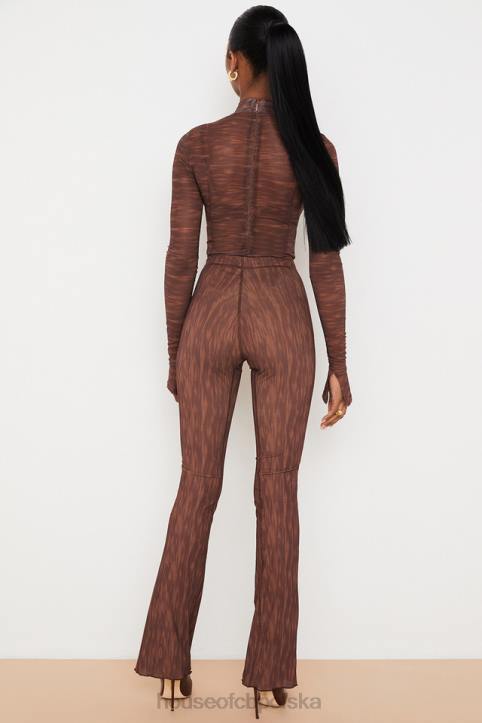 House of CB Erin Czekoladowe Spodnie z Siateczki Modne i Stylowe - Image 15