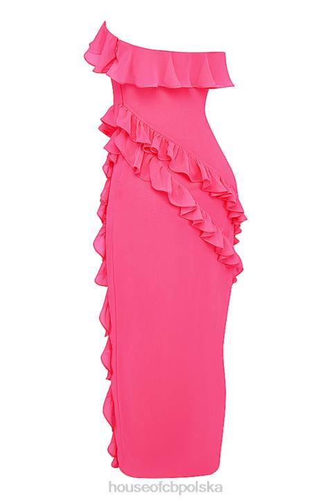 House of CB Fuksjowa Maxi Sukienka Sarina z Falbanami Modna Odzież - Image 8