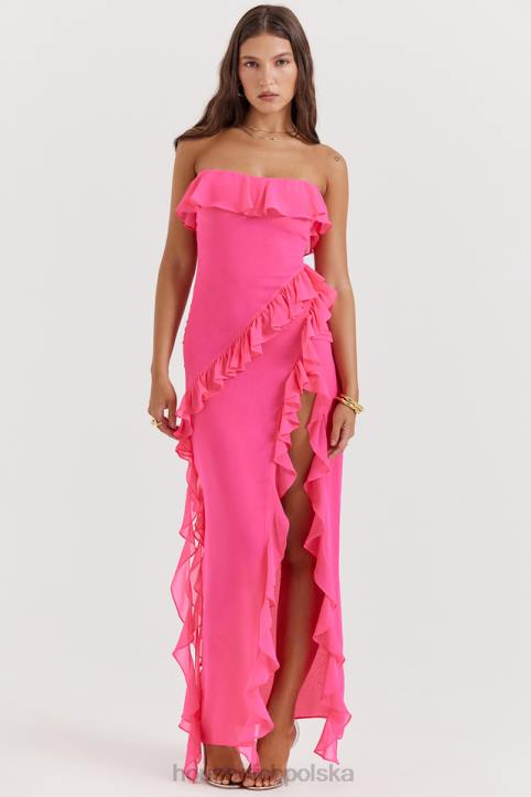 House of CB Fuksjowa Maxi Sukienka Sarina z Falbanami Modna Odzież - Image 10