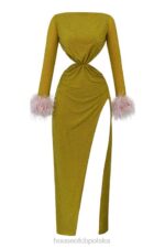 House of CB Gina Maxi Sukienka Kryształowa Chartreuse Elegancka Moda - Image 8