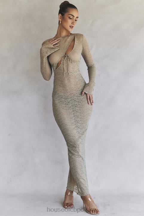 House of CB Giovanna Maxi Sukienka Kwiatowa z Koronką i Kamieniami - Image 5