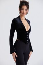 House of CB Gorset Leonora z Czarnego Aksamitu Modny Styl - Image 9